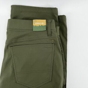 Orvis Pants Mens 32x32 Green Stretch Performance Five Pocket Hiking Outdoor